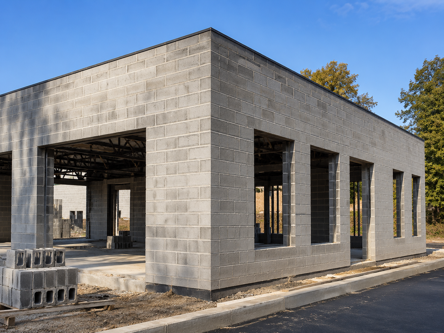 commercial CMU building in progress