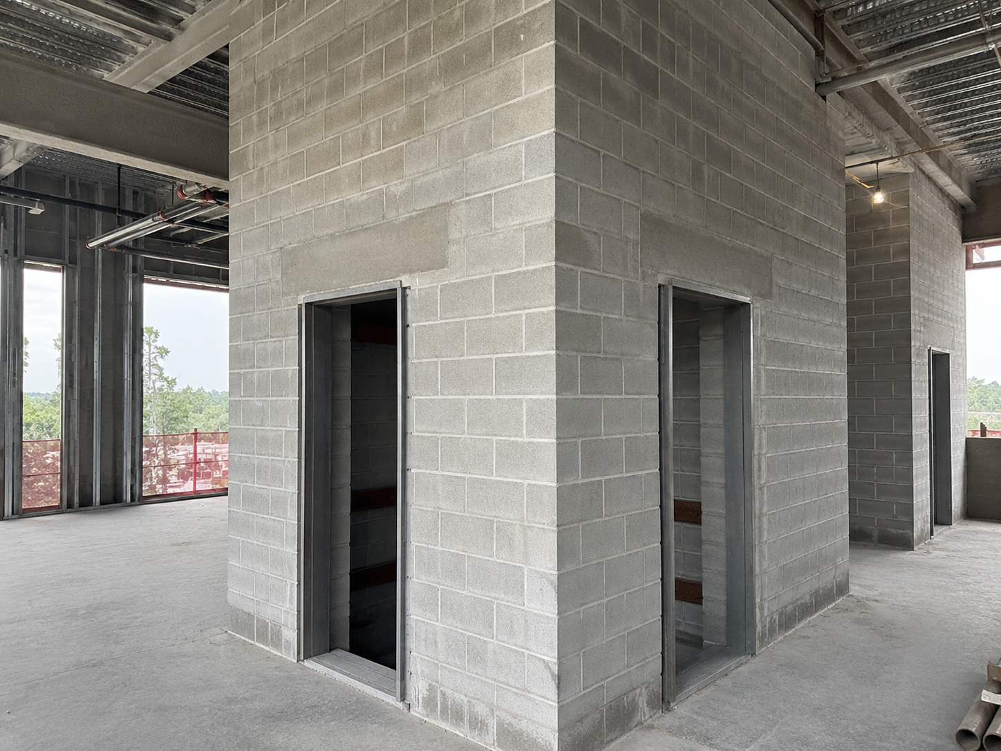 elevator shaft blockwork under construction